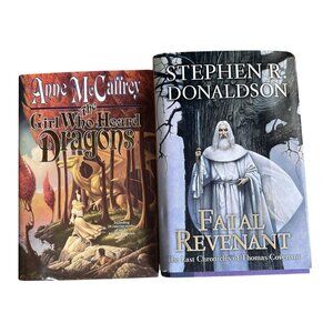 Fantasy Books Set of 2 The Girl Who Heard Dragons 1994 & Fatal Revenant 2007 HB